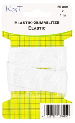 Elastikband weiß 25 mm x 1 m, 60% Elastodien, 40% Polyester