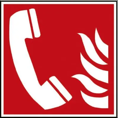 Produktbild von Aufkleber Brandschutzkennzeichen - Brandmeldetelefon - BGV A8, DIN 4844 und Arbeitsstättenverordnung 200 x 200 mm - K1586/87