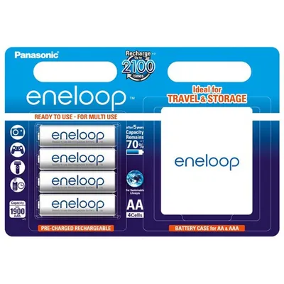 Produktbild von Panasonic eneloop Standard Akku AA 4er-Blister BK-3MCCEC4BE + Schutzbox