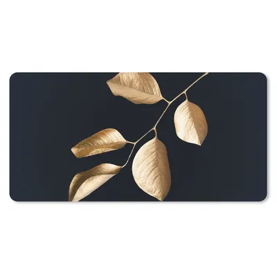Produktbild von MuchoWow® Schreibtischunterlage Blätter - Zweig - Gold - Luxus 80x40 cm - XXL Mauspad - Gaming Mauspad