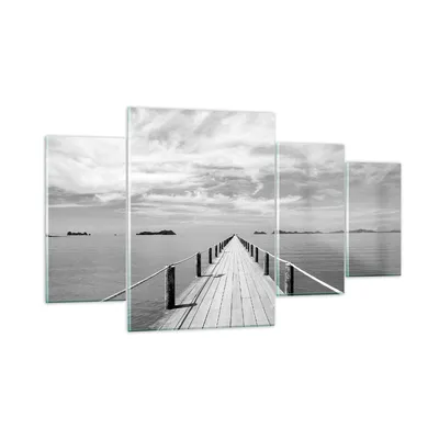 Produktbild von Bilder auf glas - 4 Teile - Holz Brücke Meer - 160x90cm - Glasbilder - Wandbilder - Bilder - zum Aufhängen bereit - Wanddekoration aus Glas - Glas Bilder - Wandbild auf Glas - GDL160x90-4985