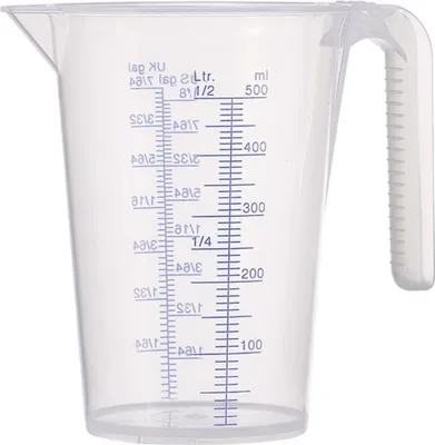 Productafbeelding van Meetbeker plastic, 0,5 liter. Artikelnummer: 07061