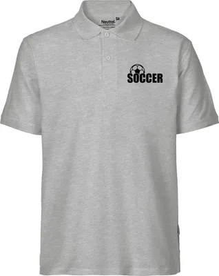 Produktbild von Huuraa Herren Polo Shirt Soccer Ball M Sport Grey Bio Baumwolle Fairtrade Poloshirt Geschenkidee