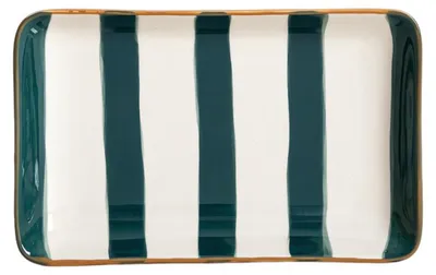 Zdjęcie produktu dla HOMLA TORRIT Talerz z zielonymi paskami 19x12 cm