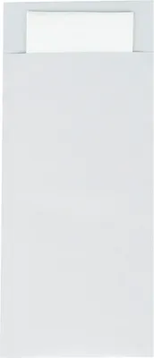 Produktbild von Papierbestecktaschen in Perlgrau mit Tissue-Serviette in Weiß, 20 cm x 8,5 cm - 500 Stück