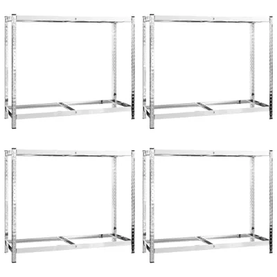 Immagine prodotto di vidaXL Scaffali per pneumatici con 2 ripiani, 4 pezzi, argento, 110x40x110 cm, acciaio