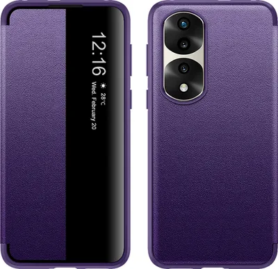 Produktbild von Honor 70 Pro Hülle, Schlank Kunstleder Klapp Ledertasche Schutzhülle für Honor 70 Pro Lila