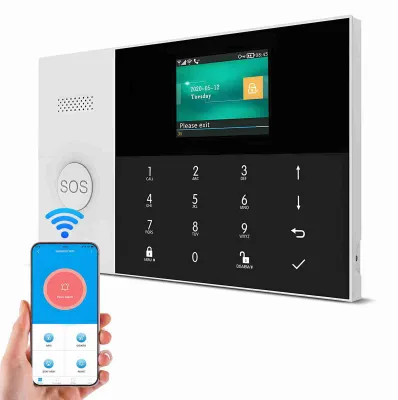 Image de Système d'alarme intelligent pour la sécurité domestique avecvia application, écran LCD TFT 2,4 pouces, alarme à un seul bouton, interphone bidirectionnel, système d'alarme domestique, possibilité d'ajouter jusqu'à 100 détecteurs