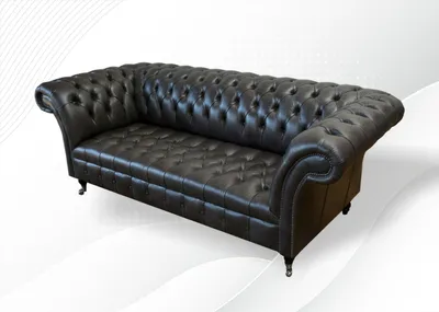 Produktbild von Wohnzimmer Möbel Stoff Textil Dreisitzer Sofa Couch Polster Schwarz Chesterfield