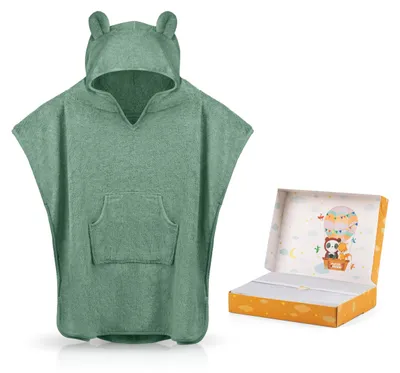 Imagen del producto de Toalla de baño para niños de bambú. Extra suave y cálida. Color verde cobre