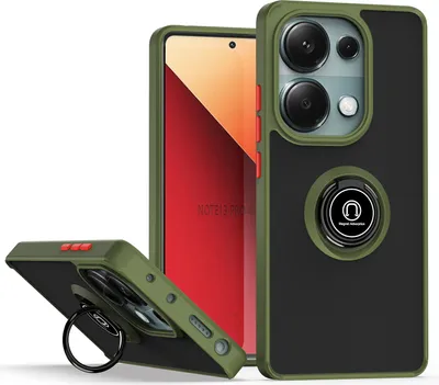 Produktbild von Hülle für Xiaomi Redmi Note 13 Pro 4G Ring Halter Ständer Matte Transluzent TPU Bumper Stoßfest Schutzhülle Grün
