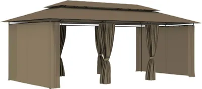 Produktbild von vidaXL Pavillon mit Vorhängen 600x298x270 cm Taupe 180 g/m²