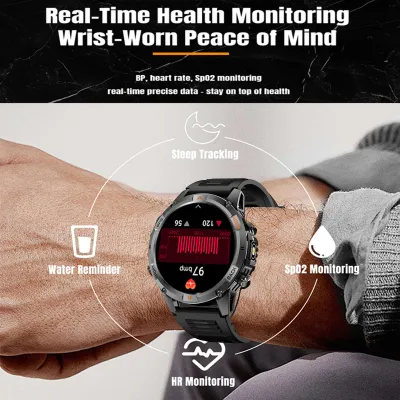 Produktbild von Smart-Sportuhr für Outdoor-Aktivitäten, GPS, hohe Auflösung (360 x 360), Multisport-Modi, Aktivitätstracker, schwarz