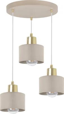 A pendant light fixture with three lamps.