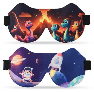 Produktbild von Schlafmaske für Kinder, 2er-Pack 3D-Schlafbrillen für Kinder, weiche Schlafmaske mit verstellbarem Kopfband für Jungen und Mädchen für Reisen, Nickerchen und Camping (blau + orange)