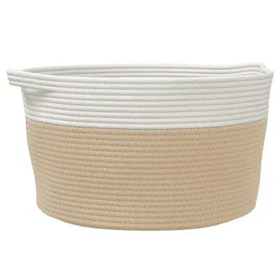 Obrázek produktu pro Úložný koš béžový a bílý Ø 40 x 25 cm bavlna