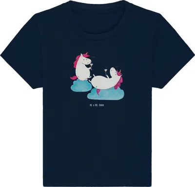Produktbild von Mr. & Mrs. Panda  T-Shirt Einhorn Sekt 12. - 18. Monat - French Navy - Geschenk, Unicorn, Beste, Kinder, Organic Baby, Babyshirt, Mädelsabend, Korken, BFF, Shirt