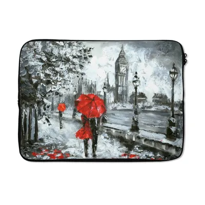 Produktbild von MuchoWow® Laptop Hülle 13 Zoll Gemälde - Regenschirm - Öl Laptoptasche - Laptophülle - Sleeve - Rundumschutz