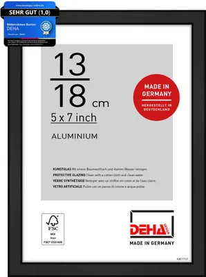 Produktbild von DEHA Design Aluminium Portraitrahmen, Bilderrahmen Boston, 13x18 cm, Eloxal Schwarz Matt