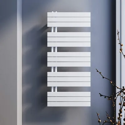 Obrázek produktu pro SONNI koupelnový radiátor 1314x600mm sušák na ručníky topení bílý plochý design ohřívač ručníků koupelna středové připojení strana 1376 Watt