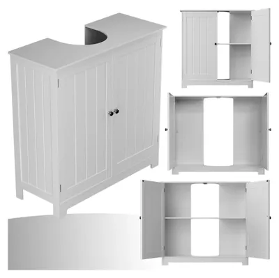 Produktbild von Freistehender Waschbeckenunterschrank mit 2 Türen, B 60 x H 60 x T 30 cm, Weiß