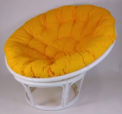 Produktbild von Rattan Papasansessel,Papasan Durchmesser 110 cm, Fb. weiß lackiert, Polster Uni Living 247 Sonnengelb