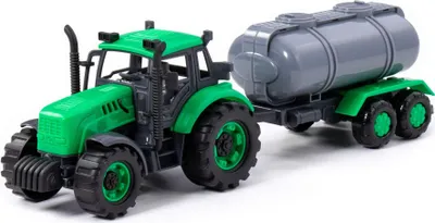 Produktbild von Traktor Kinder Spielzeug Progress m. Fassanhänger grün Schwungrad Fahrzeug +3J