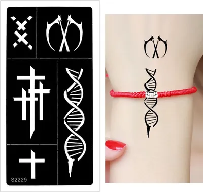 Produktbild von Henna Tattoo Schablone Airbrush Stencil Kreuz DNA Strang Gothic