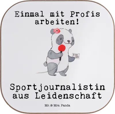 Produktbild von Mr. & Mrs. Panda Untersetzer Glas Sportjournalistin Leidenschaft - Weiß - Geschenk, Lustig, Coaster, Witzig, gläseruntersetzer, bieruntersetzer, Spruch, Tischschoner
