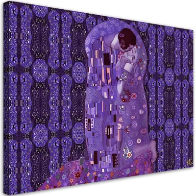 Immagine prodotto di Quadro su tela Klimt Appagamento Donna Astrazione 100x70 Feeby Viola quadro per la parete pronto per essere appeso