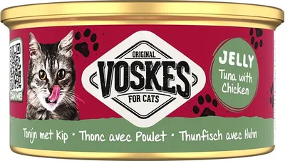 Produktbild von Voskes Thunfisch & Huhn Geleekatze Futter 85g