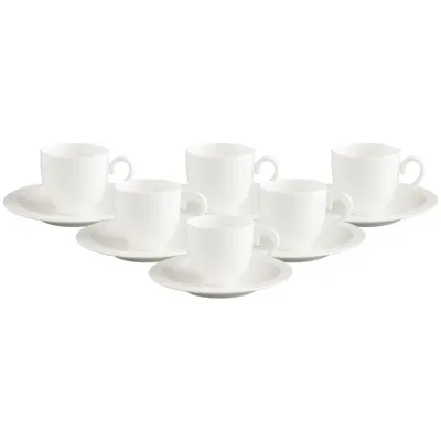 Produktbild von Villeroy & Boch White Pearl Espressotasse mit Untertasse 70ml 6er Set