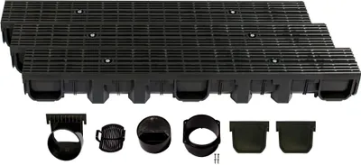 Immagine prodotto di Canale di drenaggio altezza 115 mm plastica 3 m, griglia longitudinale, nero