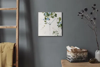 Produktbild von Coloray Hodiny Unikátní 30x30 cm  Tiché hodiny Pro obývací pokoj a kuchyň Nástěnné hodiny Plátno Bílé ručičky hodin - Hmyz a květiny