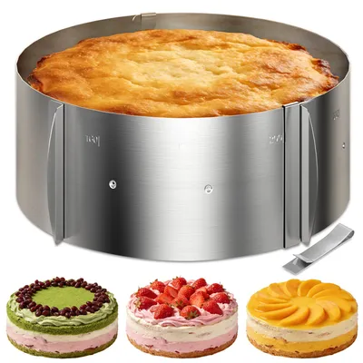 Produktbild von Lindenstein Edelstahl Tortenring verstellbar Ø 16–30 cm – 8,5 cm hoher Backring, stabile runde Kuchenform / Backrahmen zum Backen, Schichten und Dekorieren