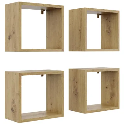 Produktbild von Wandregal Set 4 Stück Eiche Artisan – Moderne Regalwürfel Cube für Wohnzimmer, Schlafzimmer und Büro