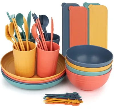 Immagine prodotto di Set di stoviglie da campeggio - Set da picnic da 44 pezzi per 4-5 persone
