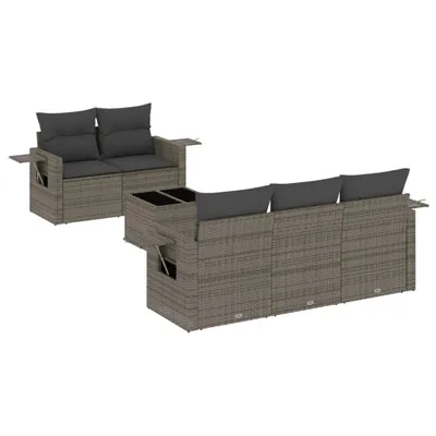 Zdjęcie produktu dla vidaXL 6-częściowa sofa ogrodowa z poduszkami z szarego polirattanu