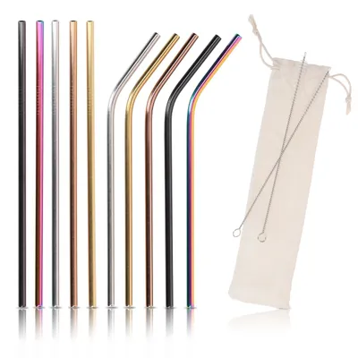 Produktbild von mumbi Edelstahl Strohhalme 13 tlg. wiederverwendbar Trinkhalm Set - inklusive Bürsten & Beutel