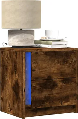 Immagine prodotto di vidaXL Comodini con luci LED 2 pz. Materiale a base di legno di quercia fumé