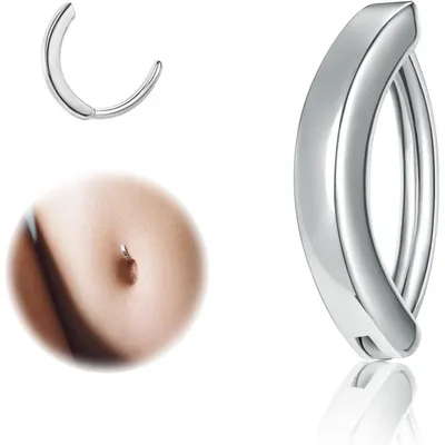 Zdjęcie produktu dla Kolczyk do pępka typu clicker, srebro 925, 14G, zakrzywiony, średnica wewnętrzna 10 mm