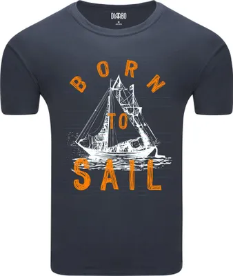 Produktbild von Diarbo Herren T-Shirt mit Meeresdruck Zum Segeln geboren Dunkelgrau Gr.M