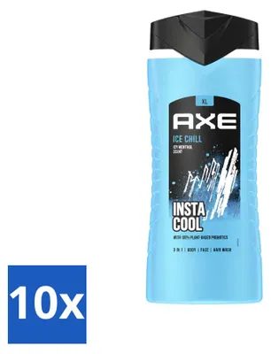 Produktbild von 10 x Axe Ice Chill 3-in-1 Douchegel - Minze und Zitrone - 400 ml - Vorteilspackung - 10 Stücke