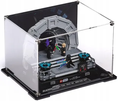 Produktbild von Blacked Brick Vitrine mit bedruckter Rückwand für LEGO® Star Wars 75352 – Thronsaal-Diorama
