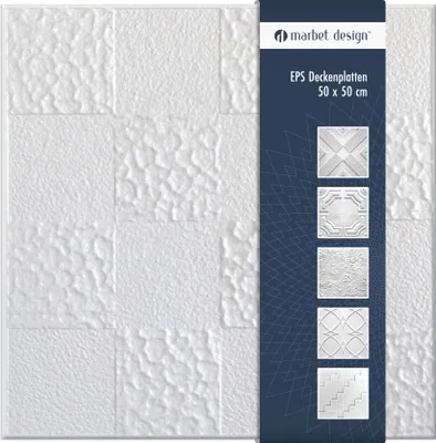 Produktbild von Deckenplatten aus Styropor EPS - Deckenpaneele leicht & robust im modernen Design - (38 Sparpaket KORK 50x50cm) Verkleidung Deckenplatten Decke weiß