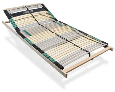 Produktbild von Lattenrost 140x200 PREMIUM STRONG extra stabiler Buchenholz-Rahmen, Lattenrost 140x200 extra stabil, Kopfteil verstellbar, ergonomische 7 Zonen Lattenrost mit 42 verstärkten Leisten,  Germany, bis 200Kg belastbar