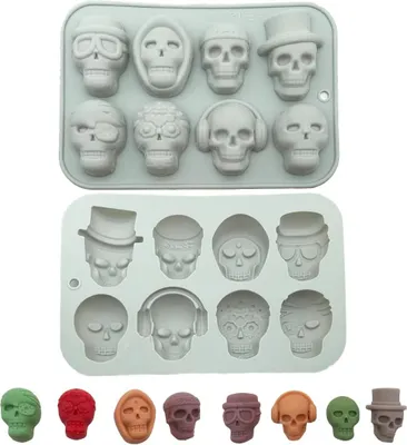 Produktbild von 2StückeTotenkopf Schokolade Formen Eiswürfel Formen Kerze Form Bonbon Dessert Mousse Bonbon Formen