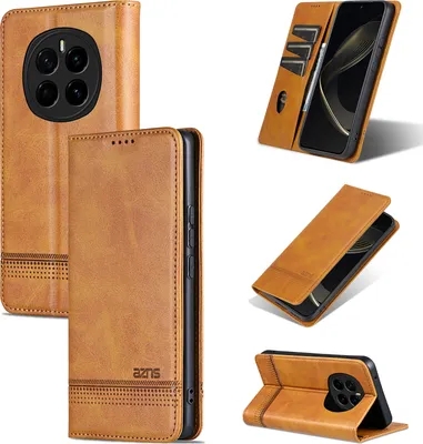 Produktbild von Leder Hülle für Honor Magic7, Klapphüllen Brieftasche Magnetverschluss Ständer Schutzhülle Gelb