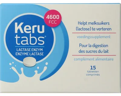 Productafbeelding van Kerutabs Lactase Enzym 4600 Fcc (15 tabletten)