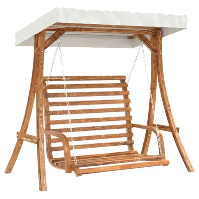 Produktbild von Hollywoodschaukel mit Dach Massivholz Fichte mit Teak-Finish